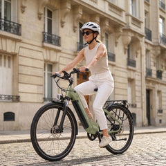Marathon City E-Bike - 160 km Ultra-Reichweite - Salbeigrün