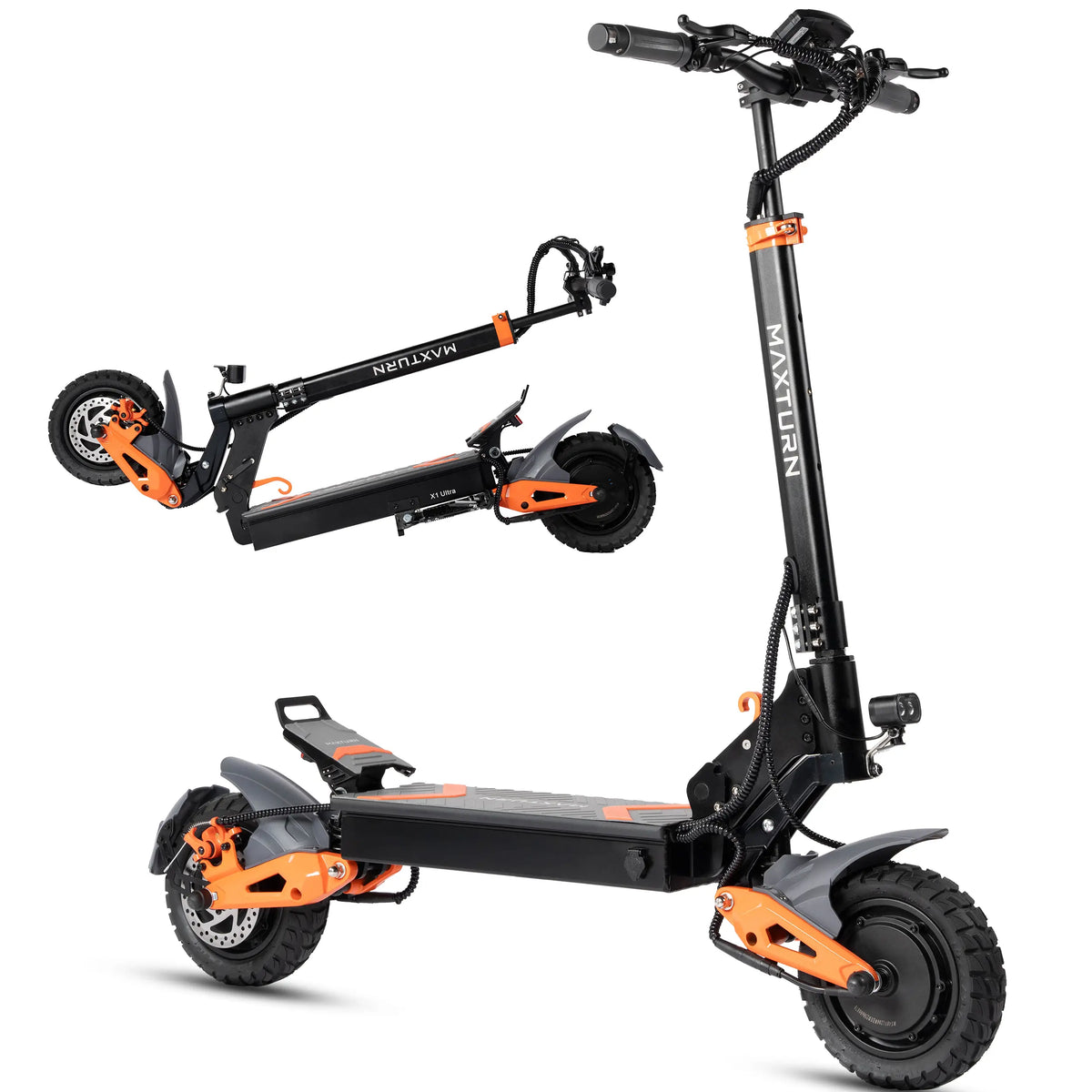 Maxturn X1 Ultra Dual Motor E-Scooter - studio shot unfolded