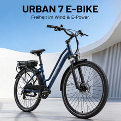 Urban 7 Pendler-E-Bike - 70 km Reichweite - Blau/Schwarz