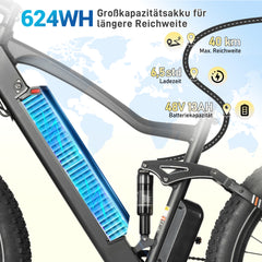 MX1 Off-Road E-Bike - 26x4.0 Fettreifen - Schwarz/Orange