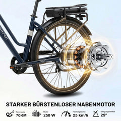 Urban 7 Pendler-E-Bike - 70 km Reichweite - Blau/Schwarz