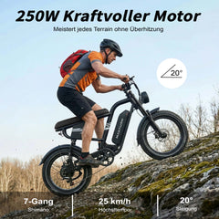  MX10 Fettreifen E-Bike - 20x4.0 All-Terrain - Schwarz/Grau