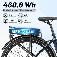 Urban 7 Pendler-E-Bike - 70 km Reichweite - Blau/Schwarz