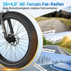 MX1 Off-Road E-Bike - 26x4.0 Fettreifen - Schwarz/Orange