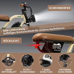 W66 Klassisches Fettreifen E-Bike - Sandbeige