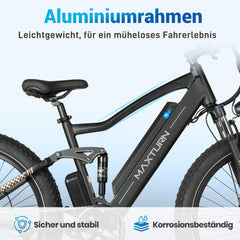MX1 Off-Road E-Bike - 26x4.0 Fettreifen - Schwarz/Orange