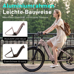 Marathon City E-Bike - 160 km Ultra-Reichweite - Salbeigrün