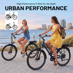 Urban 7 Pendler-E-Bike - 70 km Reichweite - Blau/Schwarz