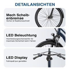 Urban 7 Pendler-E-Bike - 70 km Reichweite - Blau/Schwarz